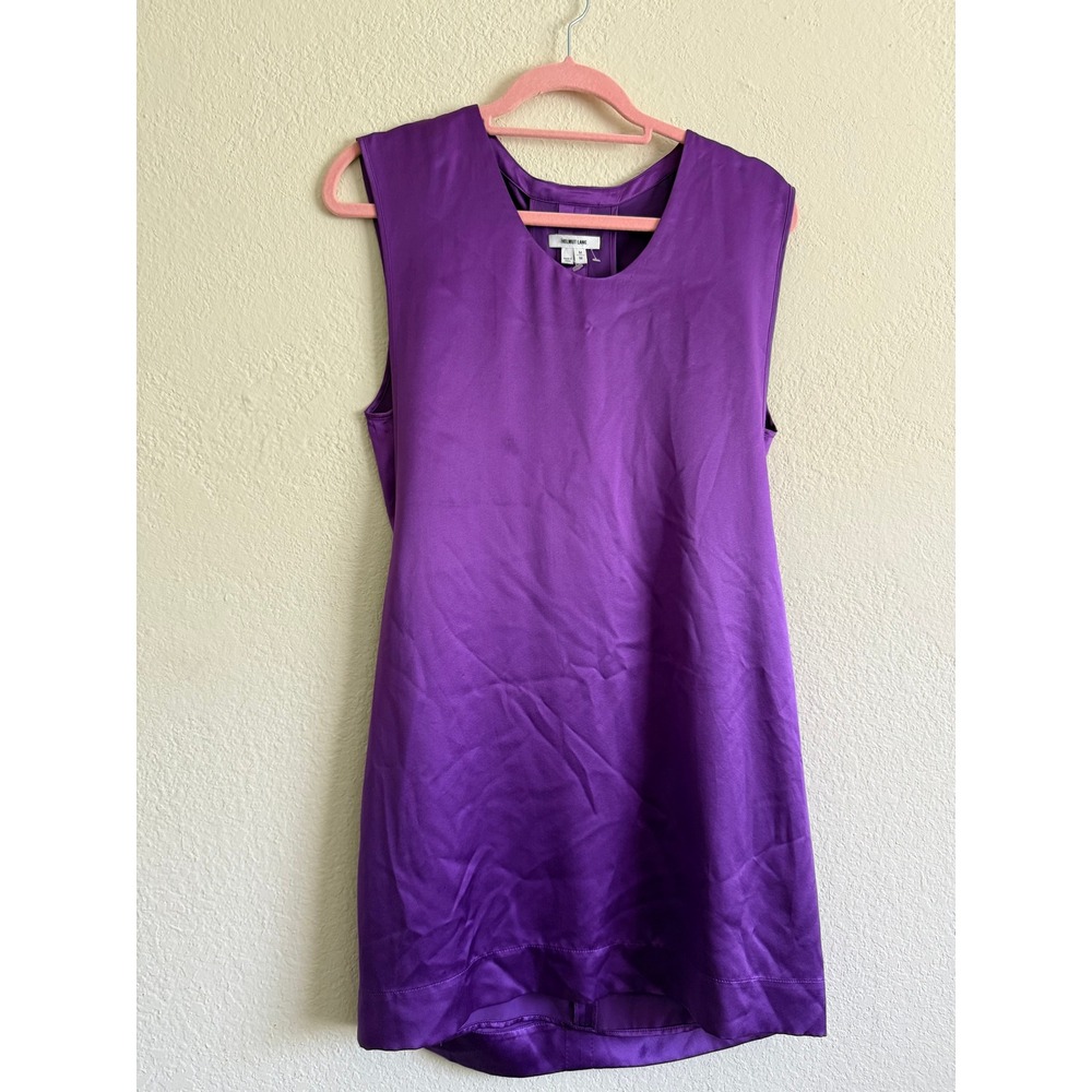 Helmut Lang Purple 100% Silk Open Cutout Back Mini Shift Dress Size M Luxury